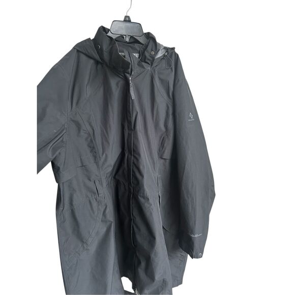 Eddie Bauer WeatherEdge Hood Trench Rain Coat Black XL Lightweight - Picture 4 of 13